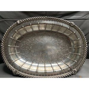 ANTIQUE Barker-Ellis-Silver Plated oval shallow bow trademark Menorah circa 1912